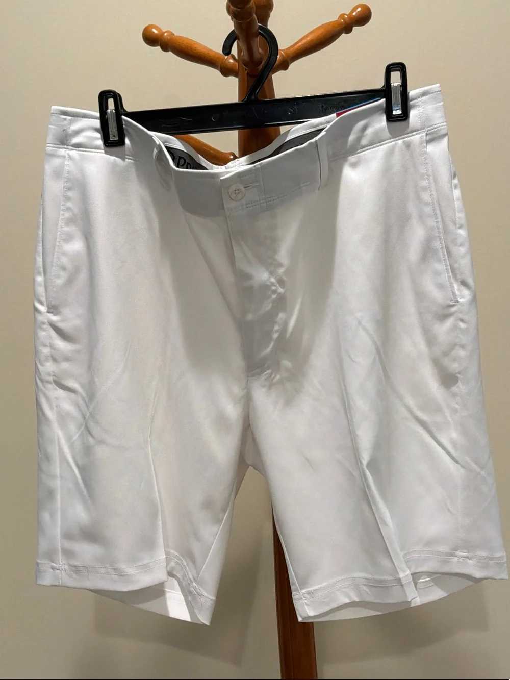 Men's White Flat-Front Performance Shorts
